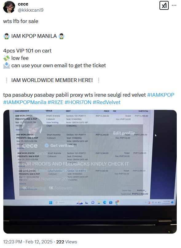 _scammer_alert's tweet photo. SCAMMER ALERT DO NOT TRANSACT ‼

NABLOCK AGAD AKO

@kkkxcani9

ACC LINK https://t.co/TAU1i4jkUH

WTS LFB WTB LFS CONCERT TICKET ASSISTANCE 
tpa pasabuy pasabay pabili proxy wts irene seulgi red velvet #IAMKPOP #IAMKPOPManila #RIIZE #HORI7ON #RedVelvet https://t.co/iE06ls22Zx