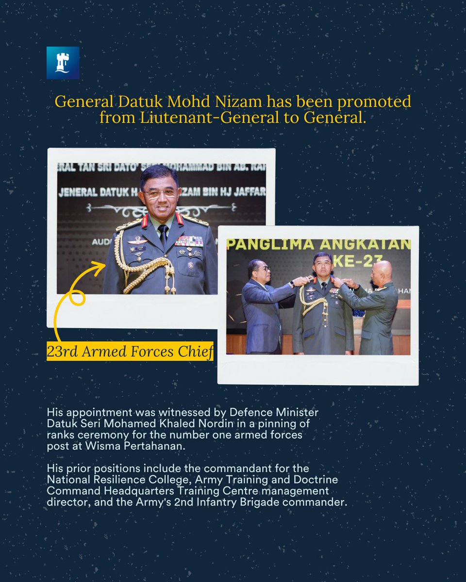 We are happy to share that our MBA alumnus (2003), General Datuk Mohd Nizam Jaffar has been appointed as the 23rd armed forces chief, effective on 31 January 2025.​

Congratulations to General Datuk Mohd Nizam Jaffar on this incredible achievement!