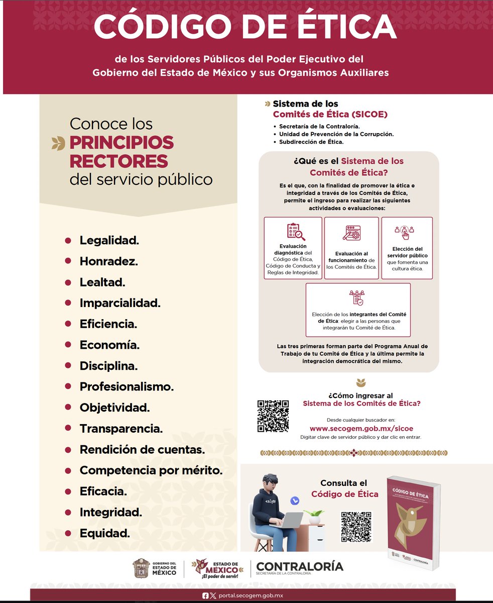 ContraloriaGEM's tweet photo. #MiércolesDeÉtica | #SabíasQue administramos los sistemas de los Comités de Ética #SICOE y el de Denuncias Éticas #SIDE, para eficientar el trabajo de las dependencias y organismos auxiliares del #EdoMéx. #SICOE https://t.co/bgYNBmeLLV
