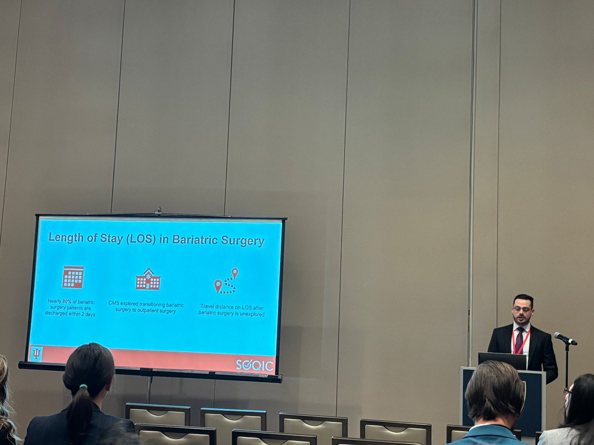 Kristen Kaiser, MD (@kristen_kaiser1) on Twitter photo Great presentation by <a href="/QaisAbuHasan/">Qais AbuHasan</a> at <a href="/AcademicSurgery/">Assoc4AcademicSurgery</a> #ASC2025 on the impact of patient travel distance on the length of stay after bariatric surgery.
<a href="/IU_Surgery/">Indiana Surgery -Indiana Univ School of Medicine</a> <a href="/IU_SOQIC/">SOQIC</a> <a href="/TarikYuceMD/">Tarik Yuce</a> <a href="/dstefanidis1/">Dimitrios Stefanidis</a> Great presentation by <a href="/QaisAbuHasan/">Qais AbuHasan</a> at <a href="/AcademicSurgery/">Assoc4AcademicSurgery</a> #ASC2025 on the impact of patient travel distance on the length of stay after bariatric surgery.
<a href="/IU_Surgery/">Indiana Surgery -Indiana Univ School of Medicine</a> <a href="/IU_SOQIC/">SOQIC</a> <a href="/TarikYuceMD/">Tarik Yuce</a> <a href="/dstefanidis1/">Dimitrios Stefanidis</a>