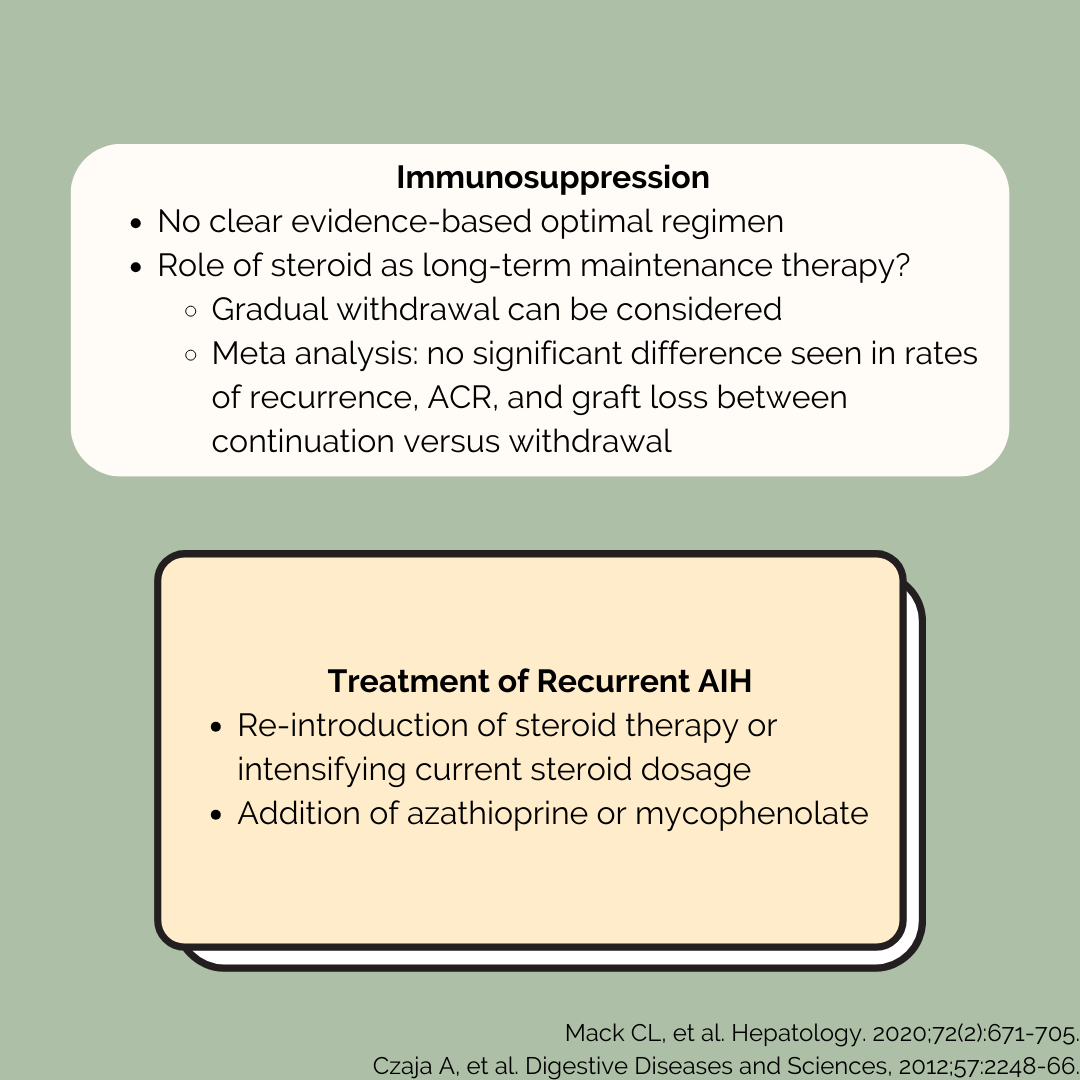 Rounding out this month's #traineetakeover, 👩‍⚕️ Abbigale Hampton, PharmD is here with a review of recurrent autoimmune hepatitis!  What is your favorite strategy to reduce ongoing risk for your patients? Tell us in the comments! #livertransplant #autoimmunedisease #accp