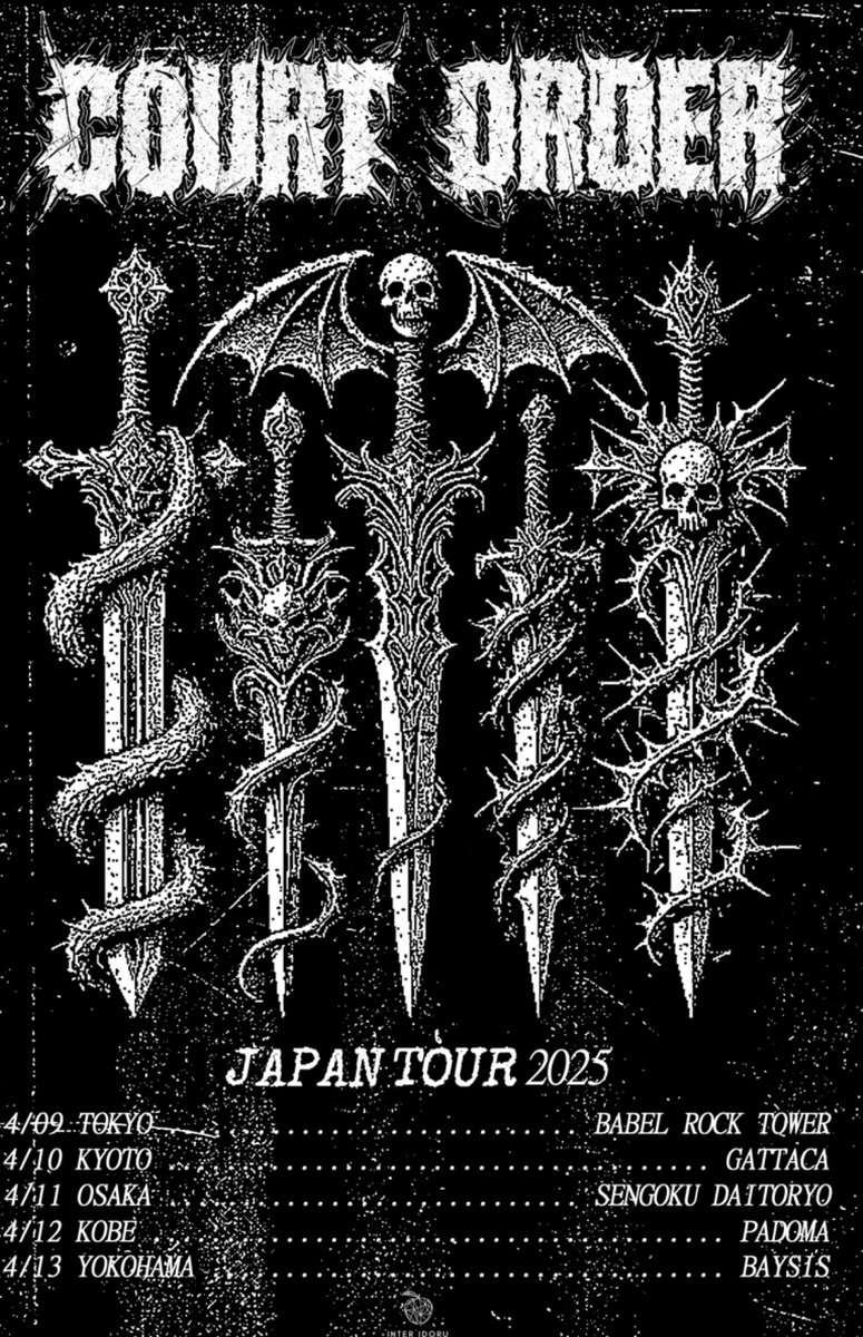 Court Order goes to Japan for five special shows! We are excited to bring our brand of heavy metallic hardcore overseas to these venues! See you soon… in JAPAN! 🇯🇵 

More details available on our website ✈️

court-order.com/tour