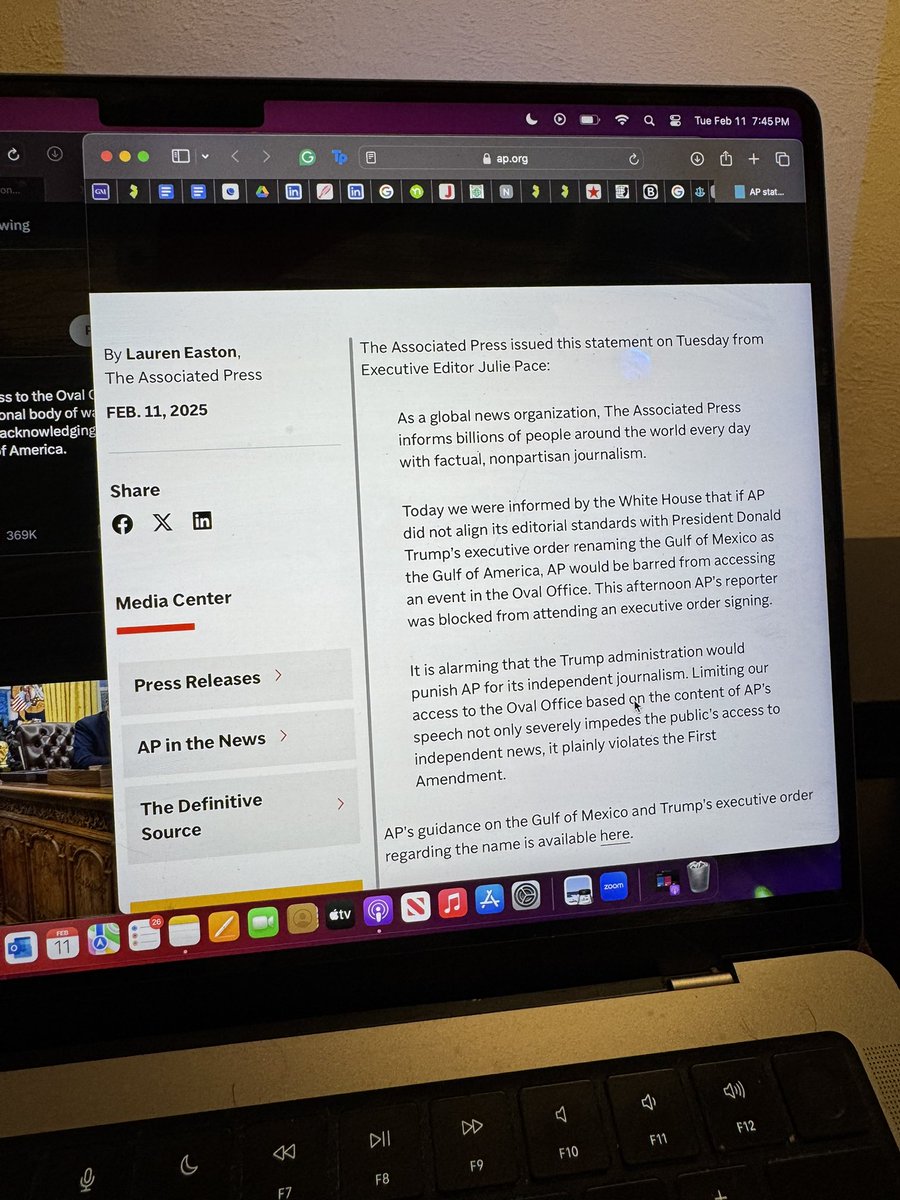 A reporter <a href="/AP/">The Associated Press</a> was barred from entering a press event <a href="/WhiteHouse/">The White House</a> today!

AP’s exec editor <a href="/JuliePace/">Julie Pace</a> said the following statement: “As a global news organization, The Associates Press informs billions of people around the world every day with factual, nonpartisan journalism.”