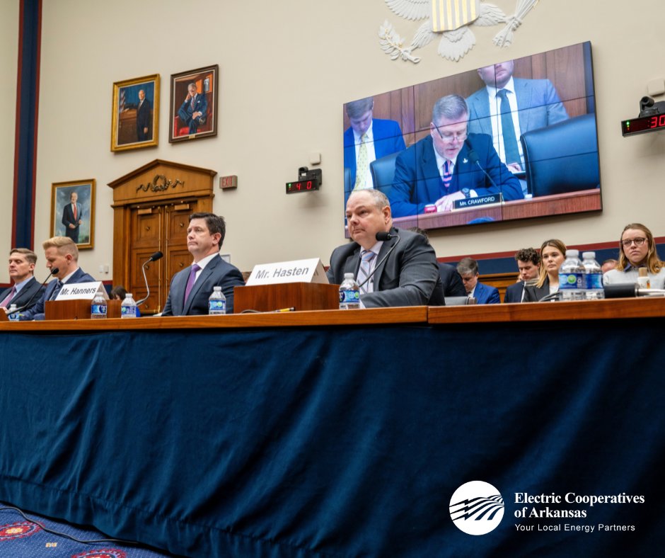 President/CEO Vernon "Buddy" Hasten testified before the House Transportation &amp; Infrastructure subcommittee, urging Congress to streamline the Clean Water Act, providing reliable energy to homes nationwide.
📷 Buddy Hasten with <a href="/RepRickCrawford/">Rep. Rick Crawford</a>. Photo by Jerry Mosemak/<a href="/NRECANews/">NRECA</a>