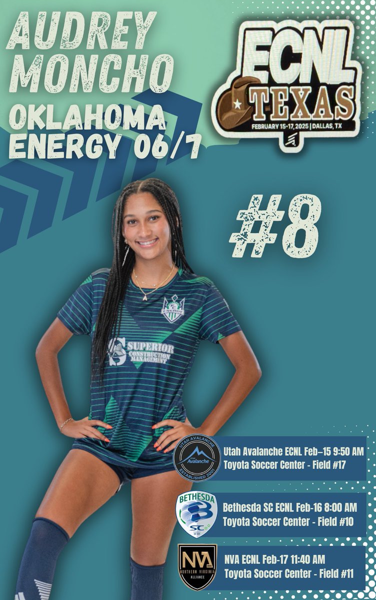 Audrey Moncho (@audreymoncho_) on Twitter photo So excited for the upcoming #ECNLTX showcase !! Would love to see Y’ALL at our games 🤠🤠
<a href="/ImYouthSoccer/">ECNL/GA/Recruiting/College Soccer</a> <a href="/oefc07_06gecnl/">OEFC 07 / 06 Girls ECNL - 2025 - 26</a> <a href="/ECNLgirls/">ECNL Girls</a> <a href="/ImCollegeSoccer/">College Soccer Truth ™</a> <a href="/OEFCGirlsECNL/">Oklahoma Energy FC Girls ECNL</a> <a href="/EcnlTexas/">ECNL Girls Texas Conference</a> So excited for the upcoming #ECNLTX showcase !! Would love to see Y’ALL at our games 🤠🤠
<a href="/ImYouthSoccer/">ECNL/GA/Recruiting/College Soccer</a> <a href="/oefc07_06gecnl/">OEFC 07 / 06 Girls ECNL - 2025 - 26</a> <a href="/ECNLgirls/">ECNL Girls</a> <a href="/ImCollegeSoccer/">College Soccer Truth ™</a> <a href="/OEFCGirlsECNL/">Oklahoma Energy FC Girls ECNL</a> <a href="/EcnlTexas/">ECNL Girls Texas Conference</a>