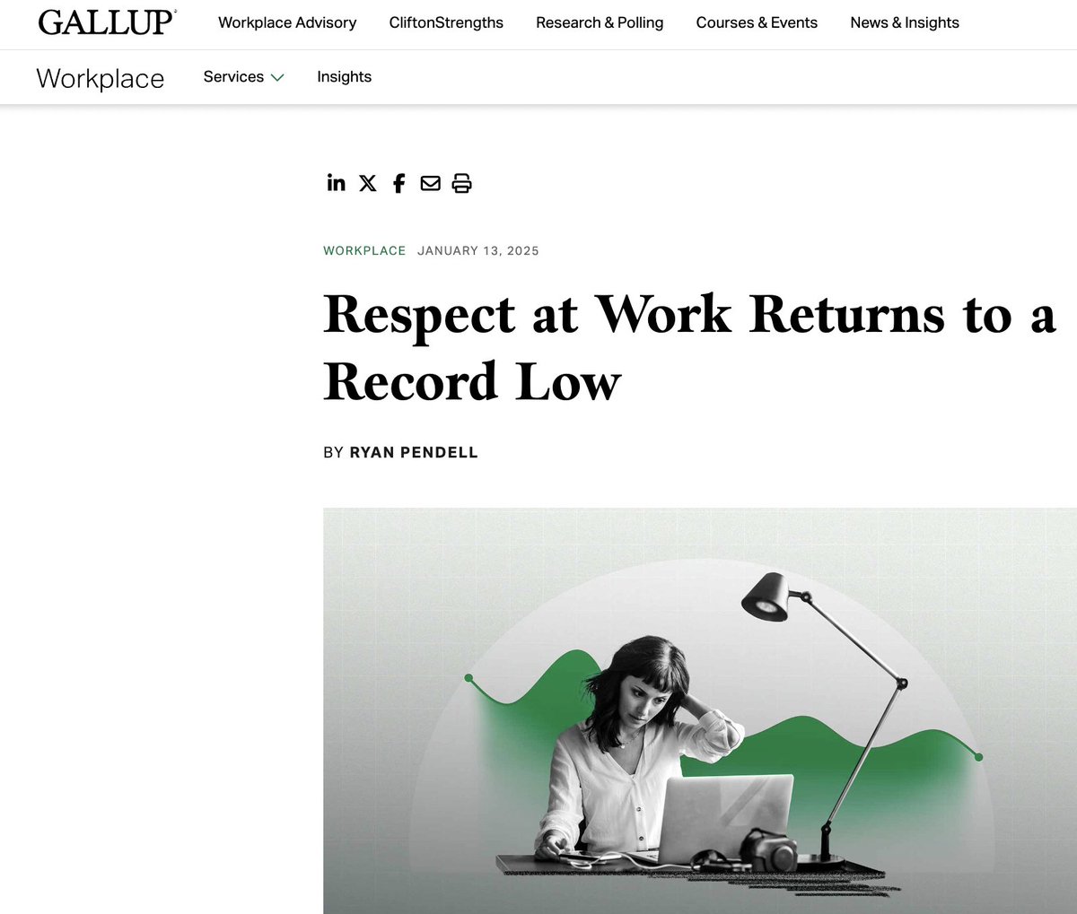 Respect at work has returned to a record low, according to Gallup in this recent article that also discusses why respect. matters:  loom.ly/IBoA5SA