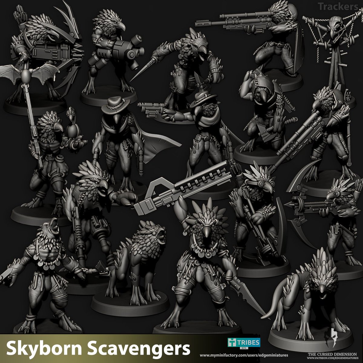 PascalCleroux's tweet photo. Another month of new sculpts with a Skyborn Scavengers Scouting Party, Tech Pirate Black Dragons, 8mm Cursed Elves Jetbikes and 8mm Tech Elves VoidKnights.

Next month, a lot of flying units!
 
https://t.co/A06cizH3b0 - https://t.co/KVxlmEjTai https://t.co/OvZELI07t2