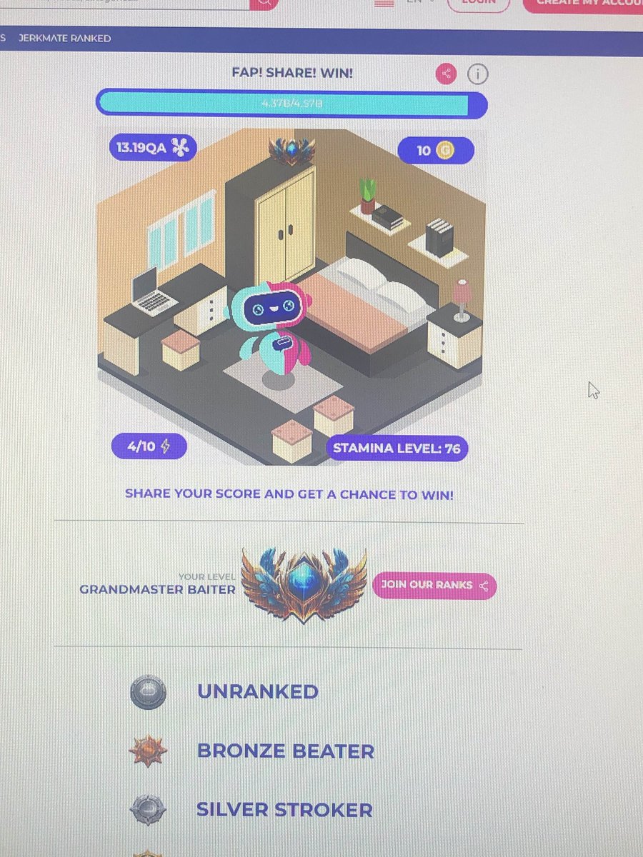 comingup19's tweet photo. I reached the Grandmaster Baiter rank (76) in Jerkmate Ranked - The Game 🏆 Dare to beat me? #JerkmateRanked https://t.co/0kQyCq9Ixh