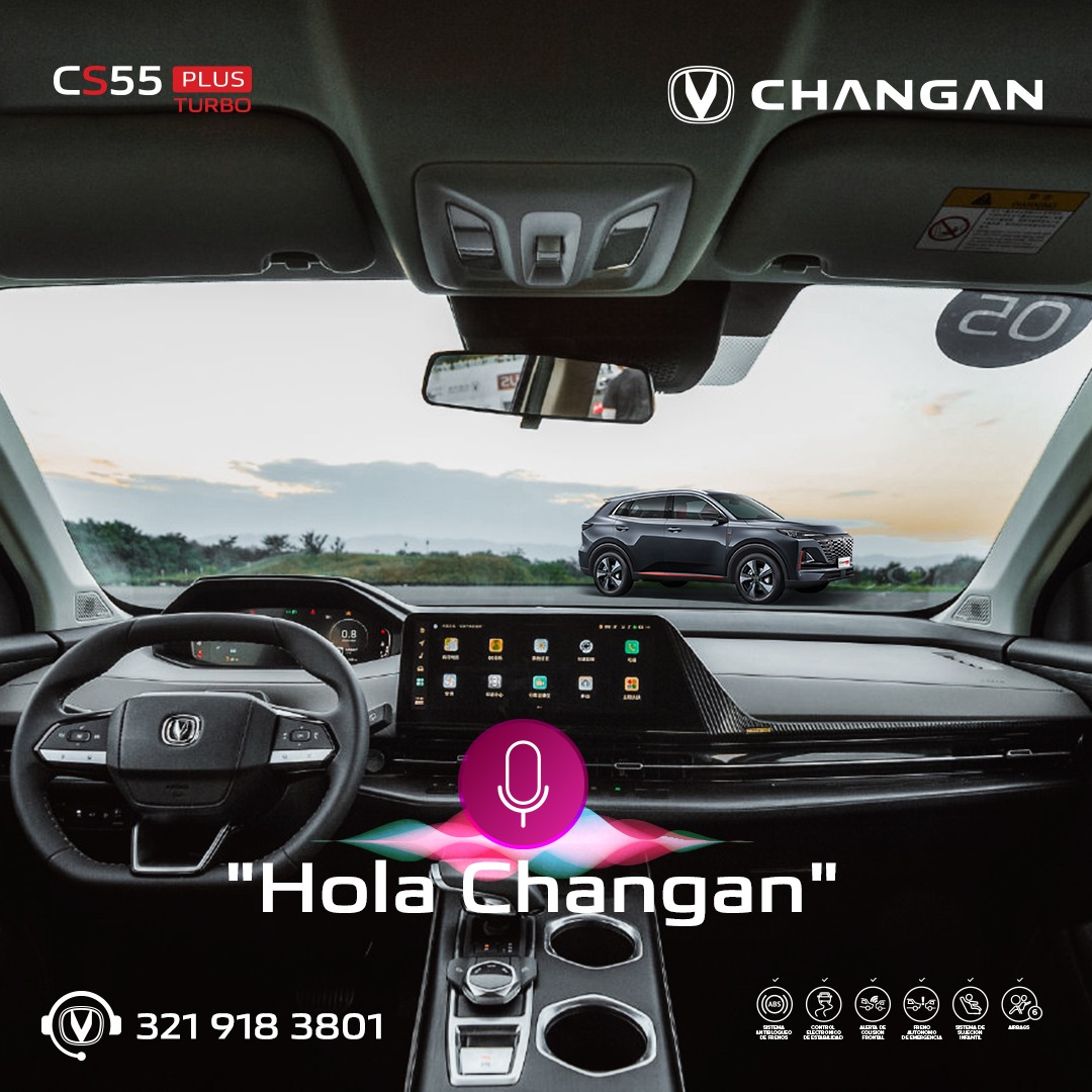 Dile a tu camioneta lo que necesitas y ella lo hará por ti. Nuestra #CS55PlusTurbo reconoce y ejecuta hasta 15 comandos de voz. Conócela en nuestras vitrinas a nivel nacional.

#Changan #Colombia

Aplican T&amp;C*
