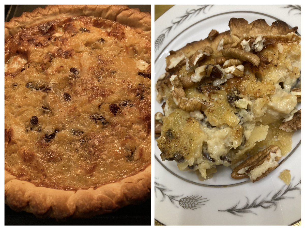 BettieGrady's tweet image. Today’s Treat: My own #creativeversion of a #ChessPie! ☺️Ingredients: Pie crust, eggs, brown sugar, milk, vanilla extract, butter, coconut, raisins, pineapples, pecans and nutmeg! 😋😋
I’m too shame to say how much of the slightly warmed pie, was devoured! 😉😁