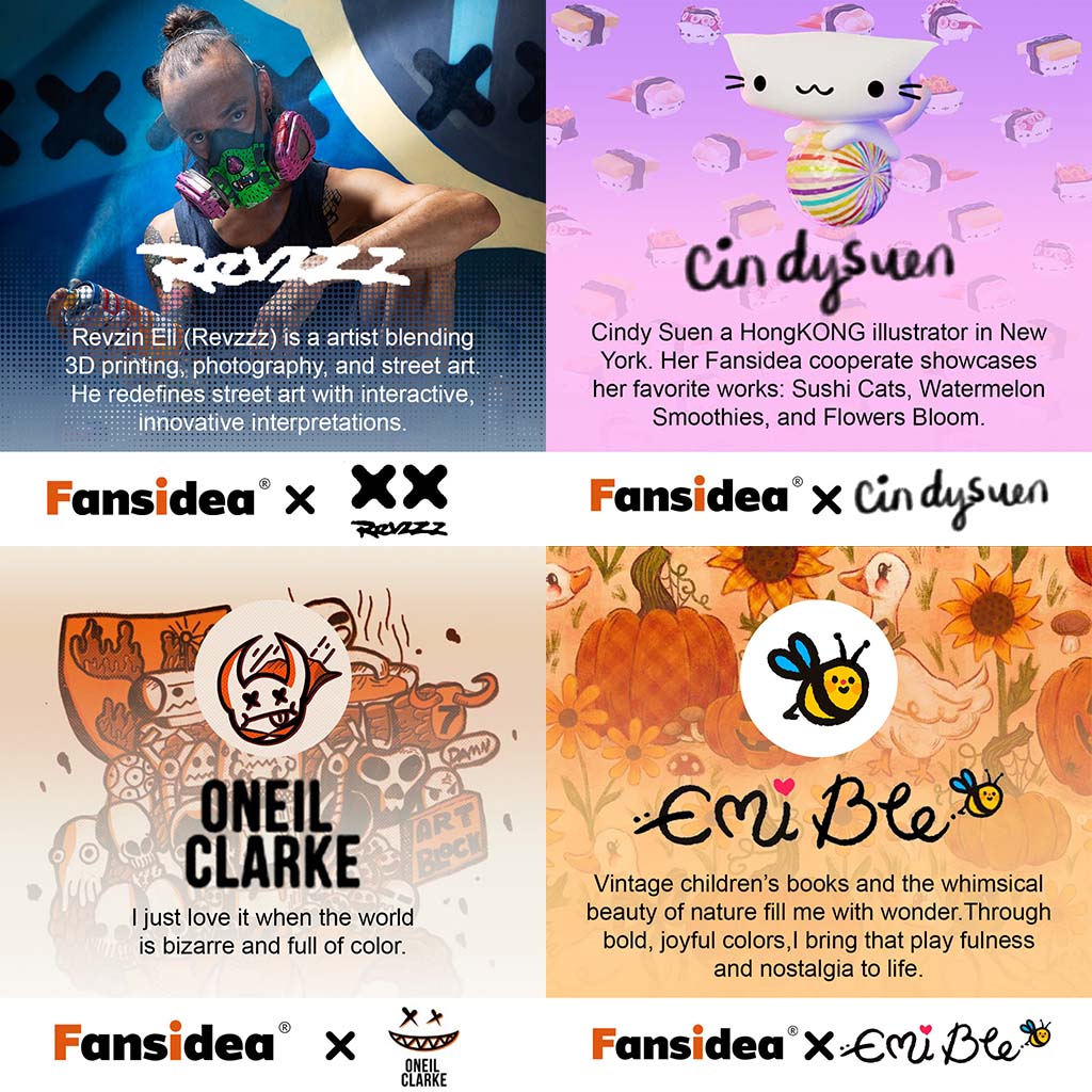 fansidea's tweet photo. We're thrilled to announce our collaboration with five incredibly talented artists! 
Get ready for limited edition designs from: @Syntetyc , @cindysuen , @oneilvaun , @EliRevzin , and @EmiBeeBuzz . 
Explore the full collection now: https://t.co/tP06AM2Odt https://t.co/9cCDRlkp41