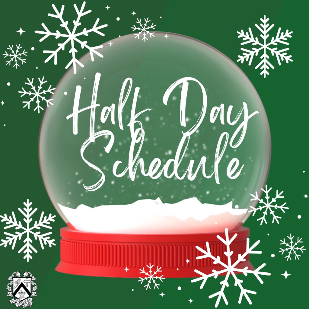 Due to the impending ice, STM will have a half-day schedule on Wednesday, February 12. Check your email for the bell schedule. Dismissal will be at 11:32 a.m. All evening activities are cancelled.