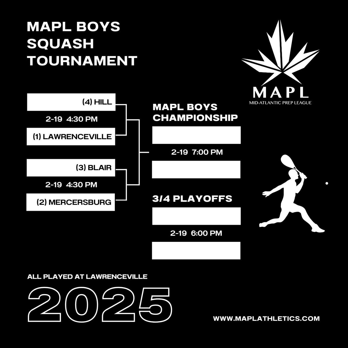 MAPLAthletics (@maplathletics) on Twitter photo Your boys and girls squash and basketball MAPL tournament schedules! <a href="/blairbucs/">Blair Athletics</a> <a href="/HillAthletics/">Hill Athletics</a> <a href="/LvilleSchool/">Lawrenceville School</a> <a href="/MburgAthletics/">Mercersburg Athletics</a> <a href="/AthleticsPeddie/">Peddie Athletics</a> <a href="/tps_sports/">Pennington Athletics</a> <a href="/Hun_Athletics/">Hun Athletics</a> Your boys and girls squash and basketball MAPL tournament schedules! <a href="/blairbucs/">Blair Athletics</a> <a href="/HillAthletics/">Hill Athletics</a> <a href="/LvilleSchool/">Lawrenceville School</a> <a href="/MburgAthletics/">Mercersburg Athletics</a> <a href="/AthleticsPeddie/">Peddie Athletics</a> <a href="/tps_sports/">Pennington Athletics</a> <a href="/Hun_Athletics/">Hun Athletics</a>