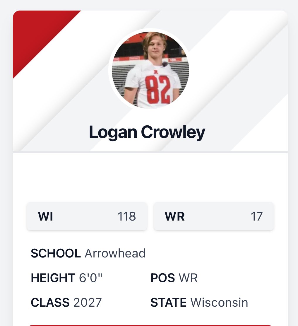 Thank you <a href="/PrepRedzoneWI/">Prep Redzone Wisconsin</a> and <a href="/MJ_NFLDraft/">Mark Johnson</a> for ranking me as the #17 WR in the 2027 class. This is just the start. Going to keep working and getting better. <a href="/CoachHarris28/">Matthew Harris</a> <a href="/KyyBurlingame/">Kyle Burlingame</a> <a href="/MoPete612/">Steve Petersen</a> <a href="/ArrowheadFB/">Arrowhead Football</a>