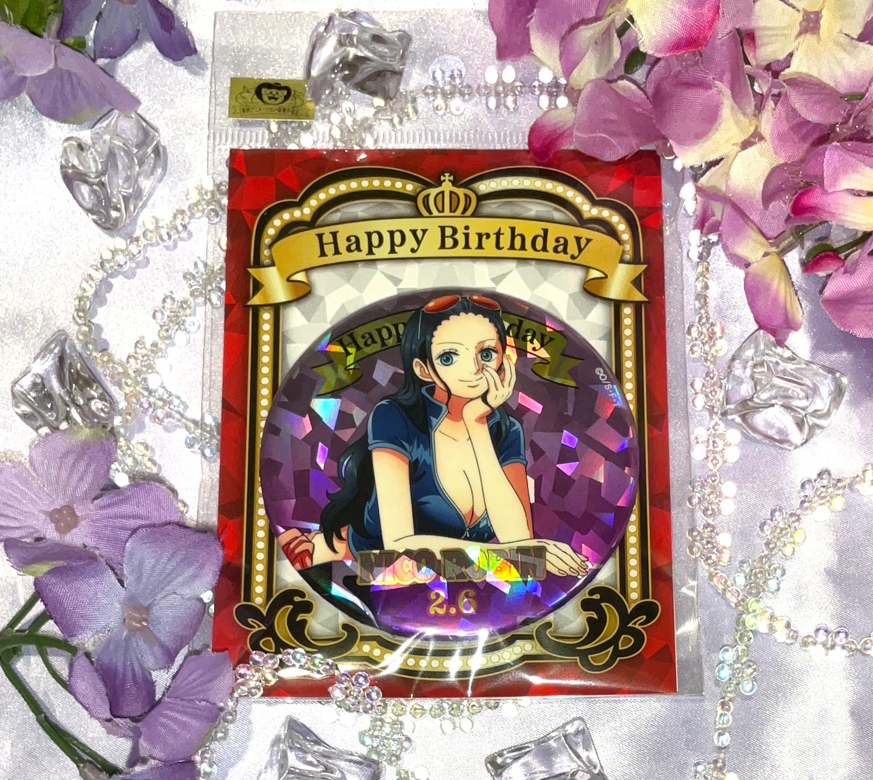 ONE PIECE ニコ・ロビン バースデー缶バッジ プレミアム 麦わらストア 新商品】バースデー缶バッジ ロビン : ONE PIECE 麦わらストア
