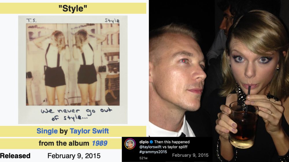 "I knew it from the first Old Fashioned we were cursed"  diplo posted her drinking an old fashioned on 2/9.. also that bartender talking about Taylor getting an old Fashioned...