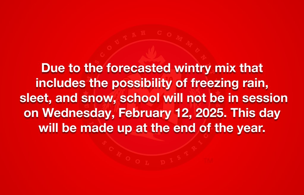 After monitoring the coming winter storm throughout the evening and with the knowledge of Scott Air Force Base closing tomorrow, the decision has been made to close all schools for tomorrow, Wednesday, February 12, 2025.