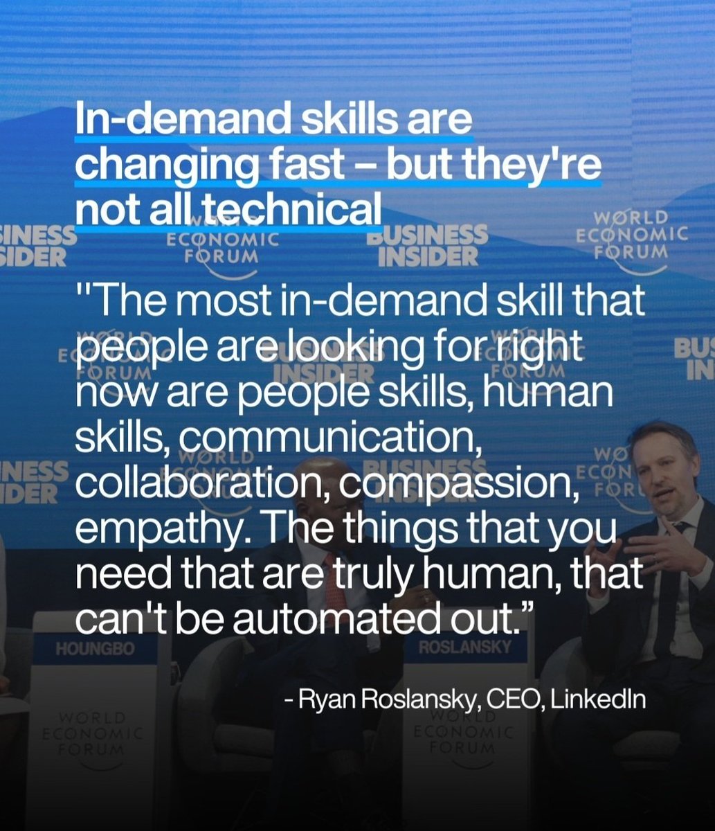 "Ажил олгогчдын хамгийн их хүсч буй ур чадваруудад хүнлэг ур чадварууд болох харилцах, хамтрах, нэгнээ дэмжих, бусдыг ойлгох зэрэг орж бна. Товчоор автоматжуулах боломжгүй зөвхөн хүнээс гардаг хүнлэг ур чадварууд хамгийн эрэлттэй бна."

LinkedIn Гүйцэтгэх захирал
Ryan Roslansky