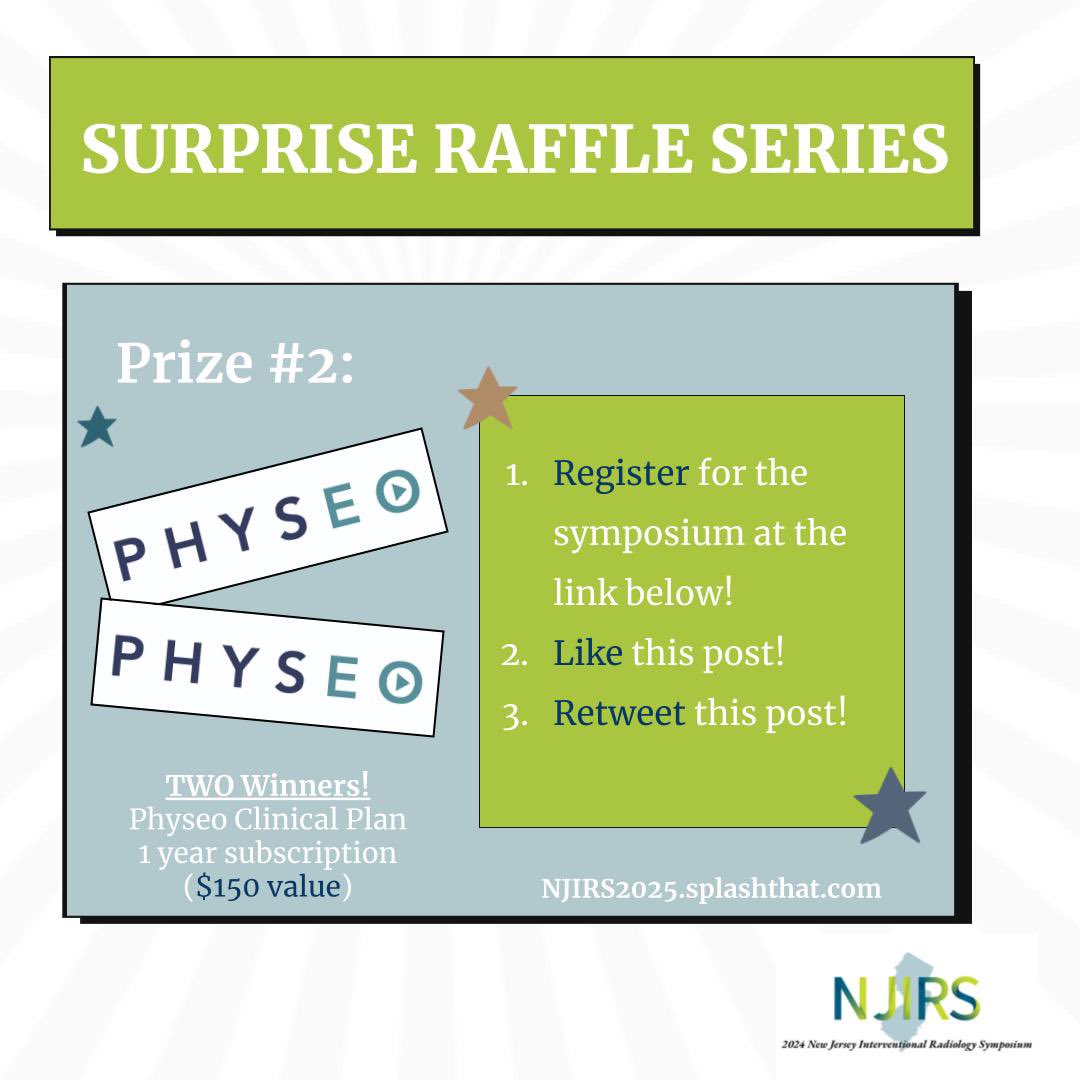 📣 We didn’t forget about you, M3s and M4s, this next raffle is for you!

✅ Register at njirs2025.splashthat.com, Like, and Retweet for a chance to win a free 1-year subscription to the 🩺Physeo Clinical Curriculum‼️

✨2 winners will be announced at #NJIRS25 ✨