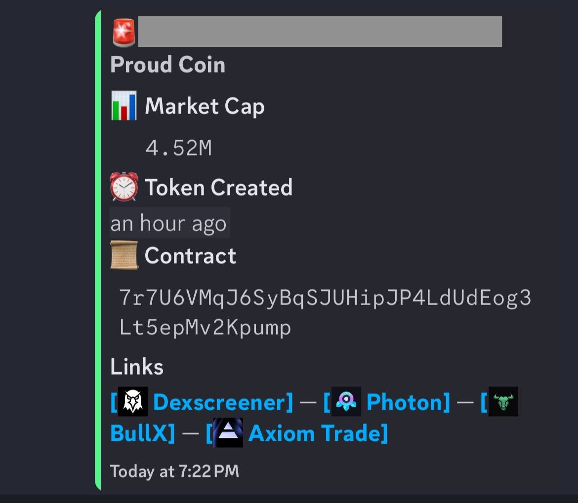 solsniperr's tweet image. instead of scanning yourself, let bots do the work for you 

#8CHAN @ 325k &amp;gt; 52m ATH (160x) 
$DUO owl @ 734k &amp;gt; 17m ATH (24x) 
$PROUD @ 4.5m &amp;gt; 23m ATH (5x) 
$UME @ 641k &amp;gt; 4.2m ATH (7x)

looking for beta testers, RT &amp;amp; comment if you want in 👇