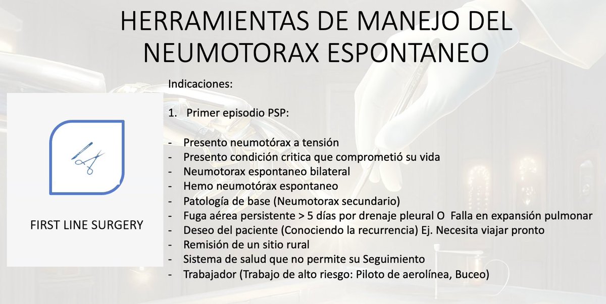 Indicaciones de Manejo Quirurgico Por Cirugia de Torax en Pacientes con Neumotorax espontaneo !