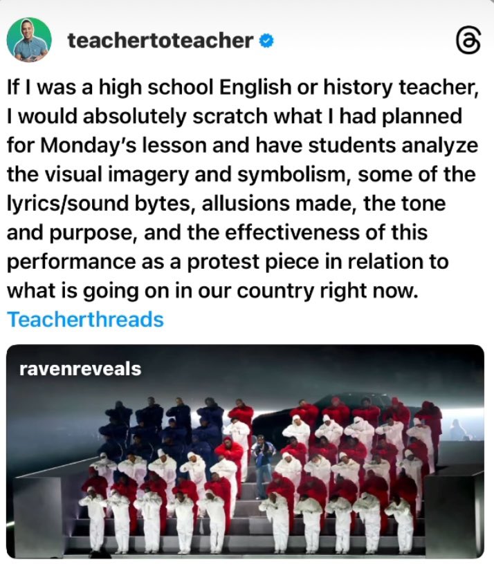 Already there. Day after #SuperBowl #KendrickLamarHalftimeShow was planning a lesson for the end of the week. Perfect for comparative study of the #Reconstruction Era in #ushistory &amp; today.