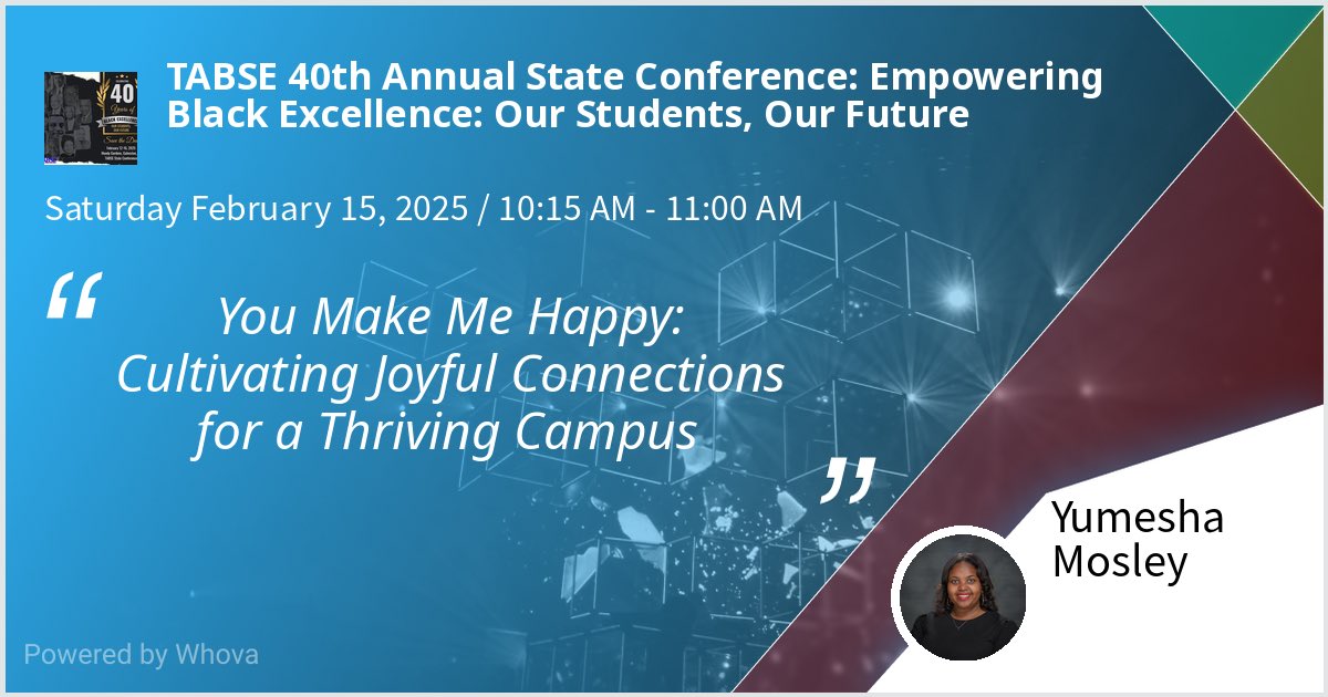 educ8edlady's tweet photo. I am speaking at TABSE 40th Annual State Conference: Empowering Black Excellence: Our Students, Our Future. Please check out my talk if you're attending the event! #TABSE40 - via #Whova event app https://t.co/m6De1c9odV