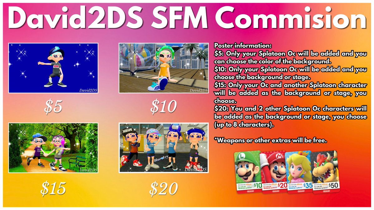 NewDavid2DSXL's tweet image. I updated my commission if anyone is interested feel free to talk to me ✨✨✨