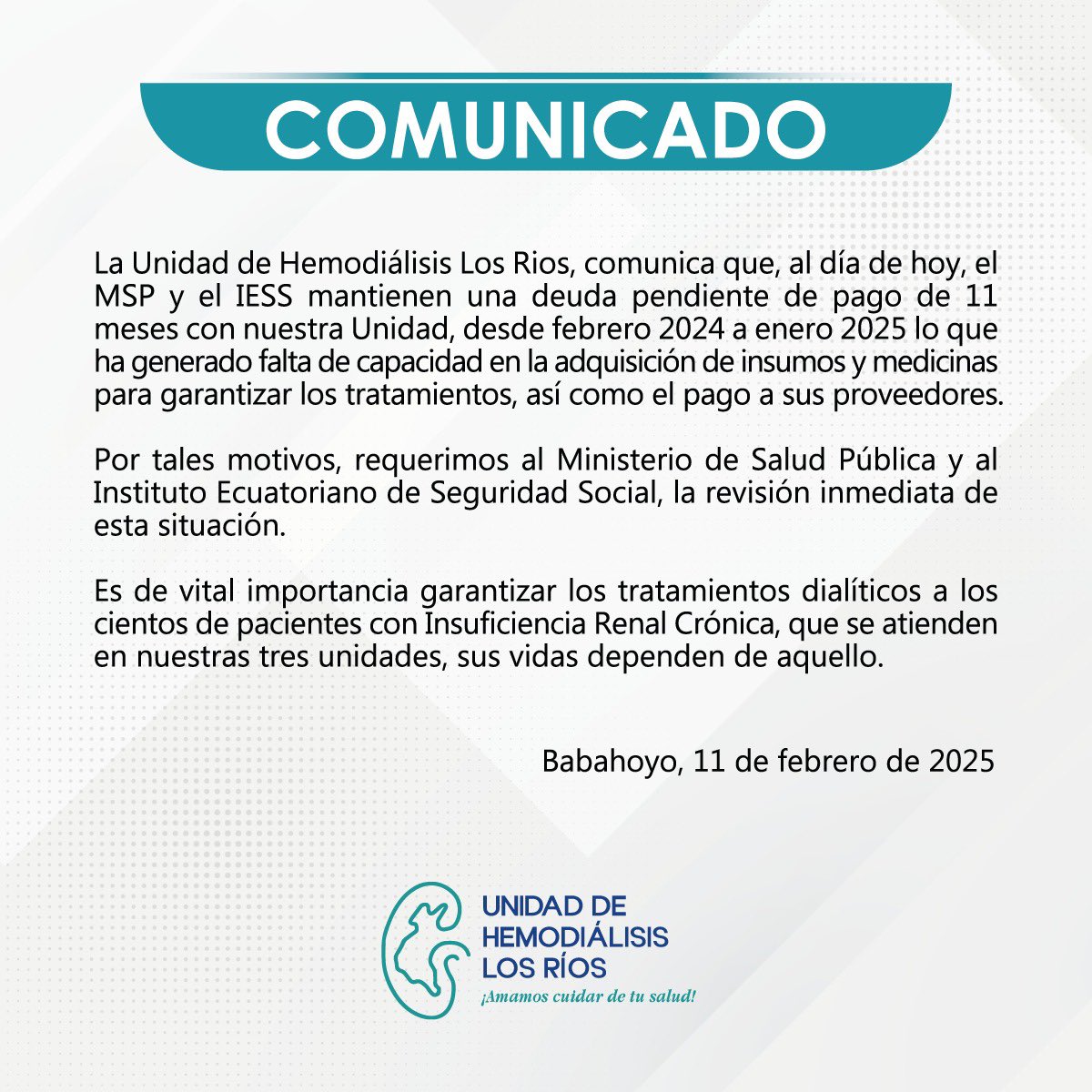 📌#Comunicado 📄
<a href="/Salud_Ec/">Ministerio de Salud Pública 🇪🇨</a> <a href="/IESSec/">IESS</a> <a href="/FinanzasEc/">Economía Finanzas Ec</a>