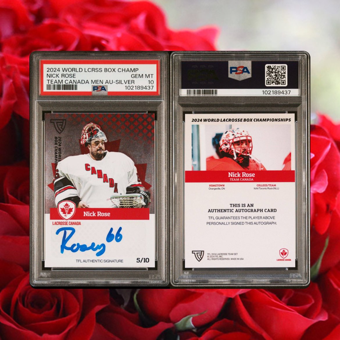 Good timing for this one to get delivered with my birthday and Valentine’s Day 🌹 this week.  Thanks <a href="/BourbonCityTC/">BourbonCityTradingCards</a> for getting me this PSA 10 Silver /10 Auto (*POP 1*) of mine from the <a href="/tfltradingcards/">TFL Trading Cards</a> World Championship set! 🤝🔥 #LacrosseCards