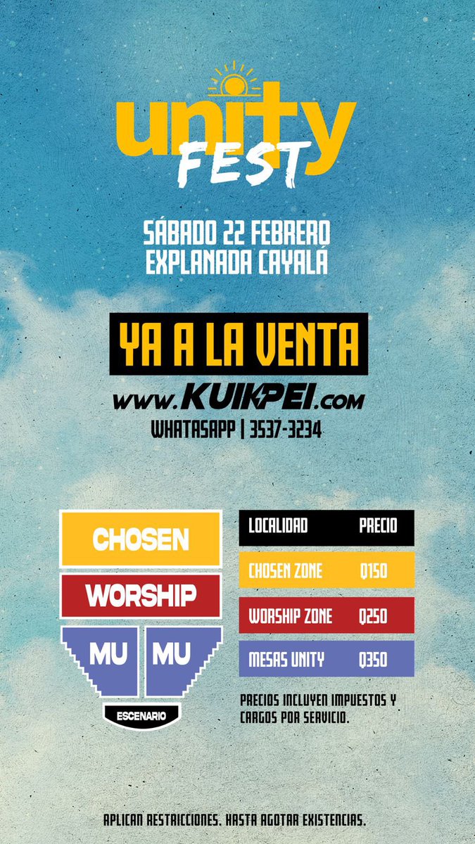iglesiafdr's tweet image. #UnityFest sábado 22 de febrero, explanada Cayala 
Levantemos juntos en Guate el nombre de Jesucristo!