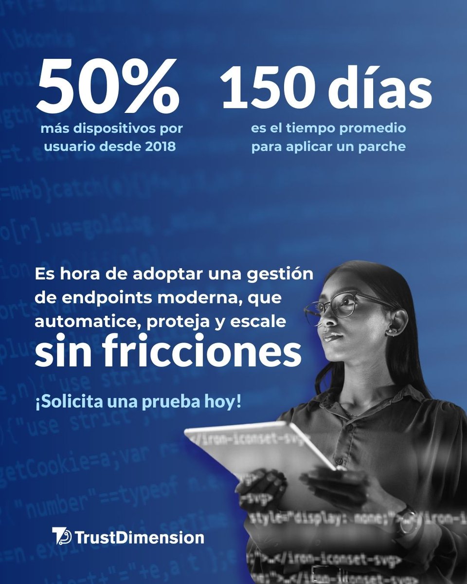 🚀Con una gestión de endpoints moderna, puedes proteger, monitorear y administrar dispositivos de forma ágil y sin fricciones. 🔐

📩 ¡Agenda una prueba piloto y potencia la seguridad como nunca antes!

🌐 trustdimension.com

#Ciberseguridad #Endpoints