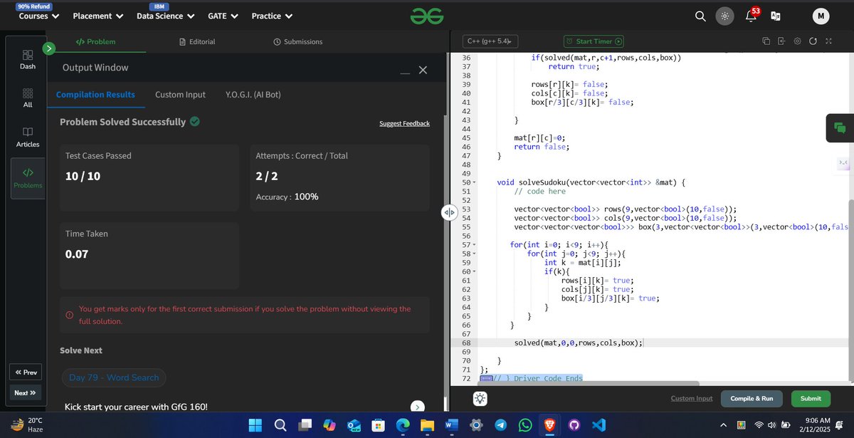 itz_manuv's tweet image. Day 78 of the #GFG160 Challenge is here! Continuing my exciting journey of 160 days dedicated to sharpening problem-solving skills and tackling challenges on GeeksforGeeks💻📷
@geeksforgeeks
gfgcdn.com/tu/TV3 #gfg160 #geekstreak2024 #codinglife