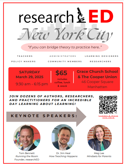 I can't recommend this conference enough. It's the most dynamic education conference I have ever attended. I'm so excited it's coming to NYC! researched.org.uk/event/research…