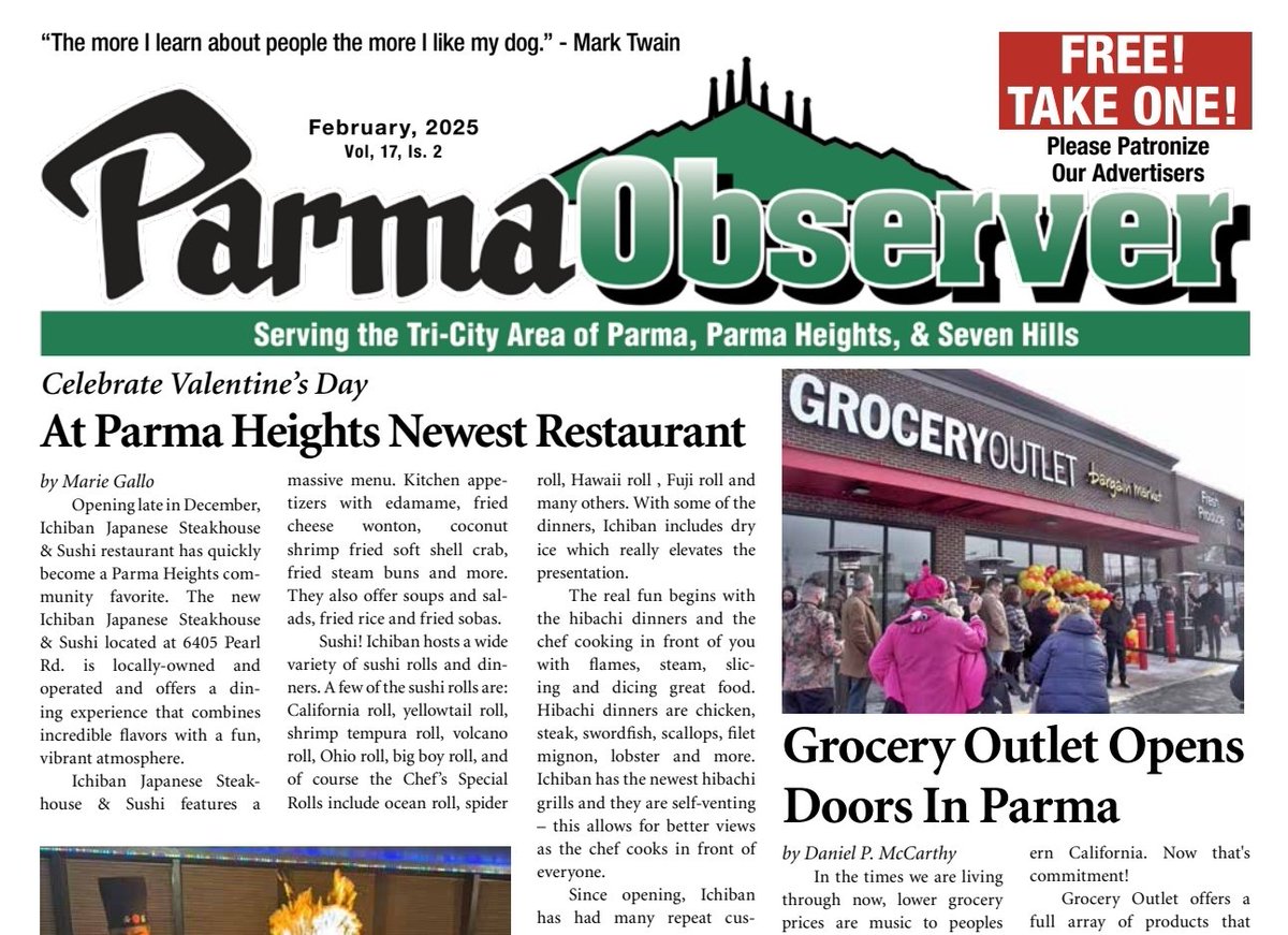 ParmaObserver's tweet image. NOW AVAILABLE: The February 2025 issue of the Parma Observer is out now and is available online! 🌨❄

media.parmaobserver.com/issue_pdfs/Par…