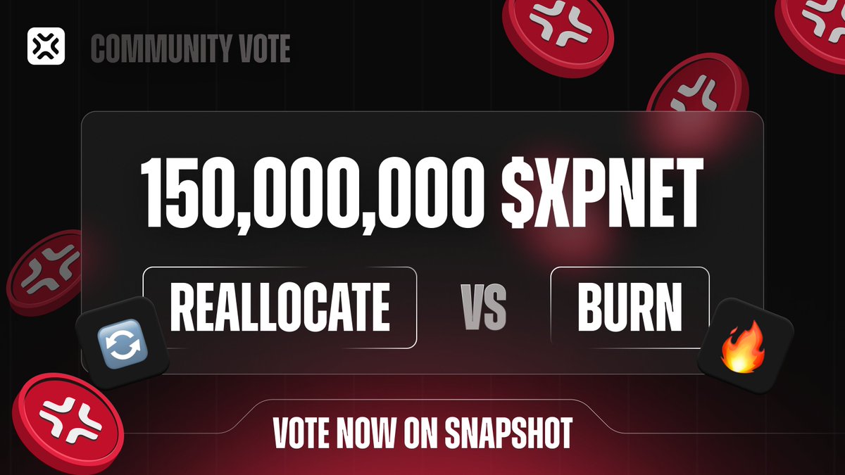 🚨 XP.NETWORK Community Vote is almost here! 🚨

This is your chance to decide the fate of the 150M team-allocated XPNET tokens – will they be burned 🔥 or reallocated 🔄?

⏳ Voting Starts: Thursday, 13/2/2025 at 00:00 UTC+2

📅 Ends: Thursday, 20/2/2025 at 00:00