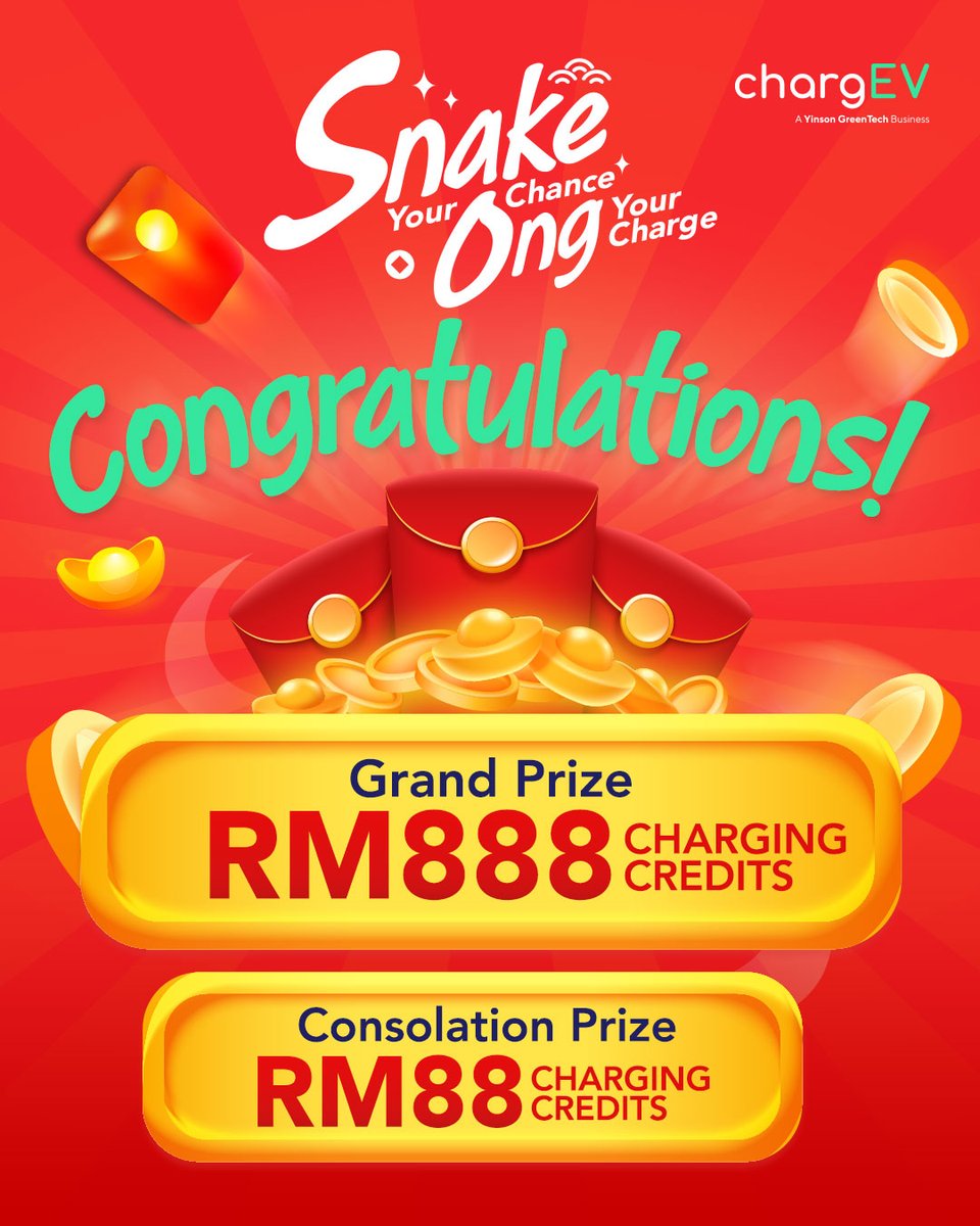 HUAT A WIN!

The wait is over—the lucky winners of our Snake Your Chance, Ong Your Charge campaign have been chosen!

If you participated, check your email—your charging credits might already be in your account!

Thank you to everyone who joined the fun!