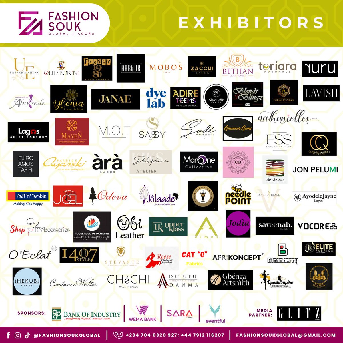 fashionsoukG's tweet photo. ✨ Exciting Lineup of Exhibitors at Fashion Souk Global! ✨

Get ready to experience the best in fashion, style, and creativity at Fashion Souk Global | Accra! 🌍👗 From luxury fashion brands to bespoke designers, accessories, and more, our exhibitors bring innovation, elegance. https://t.co/b7GIJKipwg