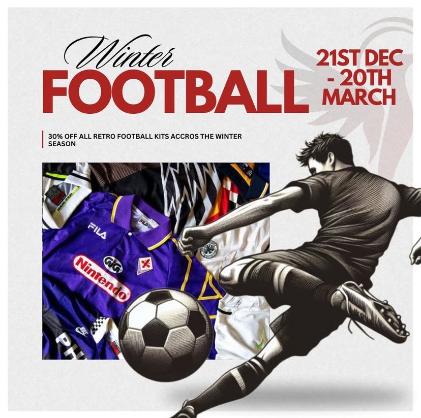 collars_dollars's tweet photo. 30% off all retro football kits across the winter season! Treat yourself to a new shirt whilst we have a big discount! #christmas #newyears #winter #collarsfordollars #thirty #winter #football #retro https://t.co/FCuzcfYAyJ