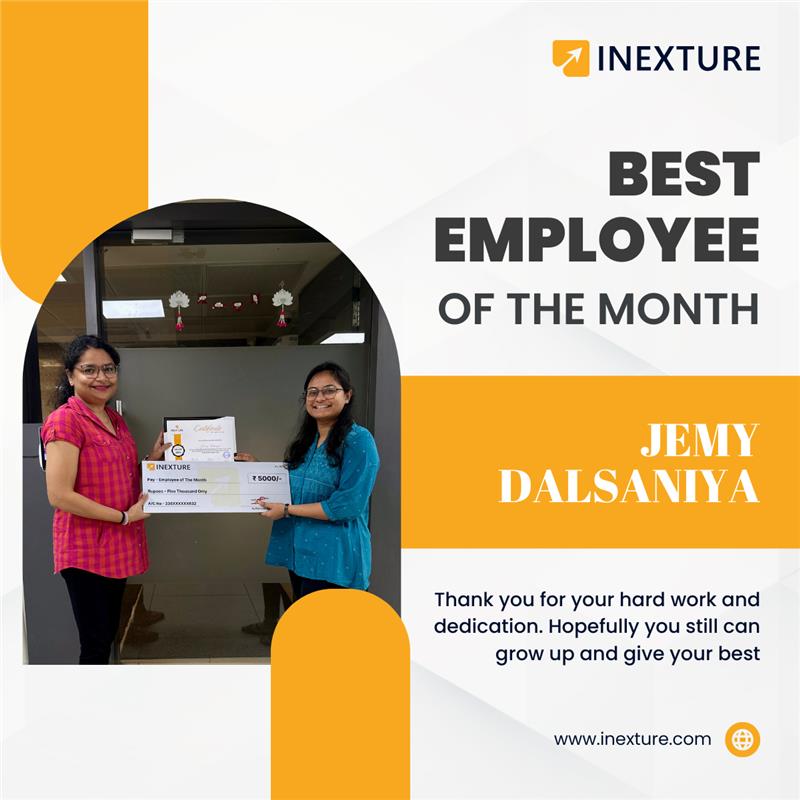 inexture's tweet image. Meet Shahnavaz Saiyad and Jemy Dalsaniya, our Employees of the Month from the Java team!
Their outstanding contributions, commitment to excellence, and problem-solving mindset have set new benchmarks for success.
#EmployeeAppreciation #JavaTeam #Innovation #InextureSolutions