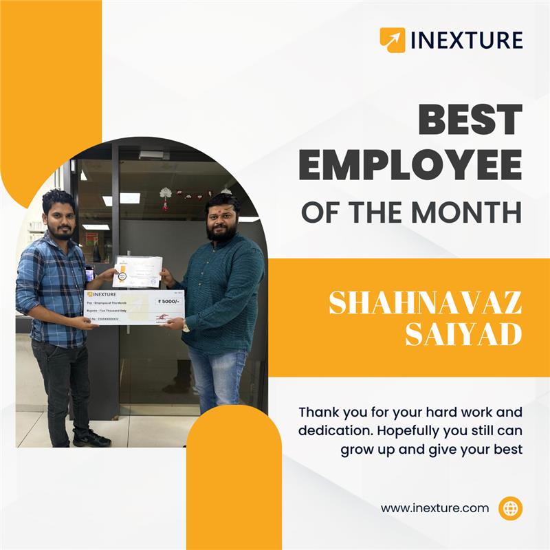 inexture's tweet image. Meet Shahnavaz Saiyad and Jemy Dalsaniya, our Employees of the Month from the Java team!
Their outstanding contributions, commitment to excellence, and problem-solving mindset have set new benchmarks for success.
#EmployeeAppreciation #JavaTeam #Innovation #InextureSolutions