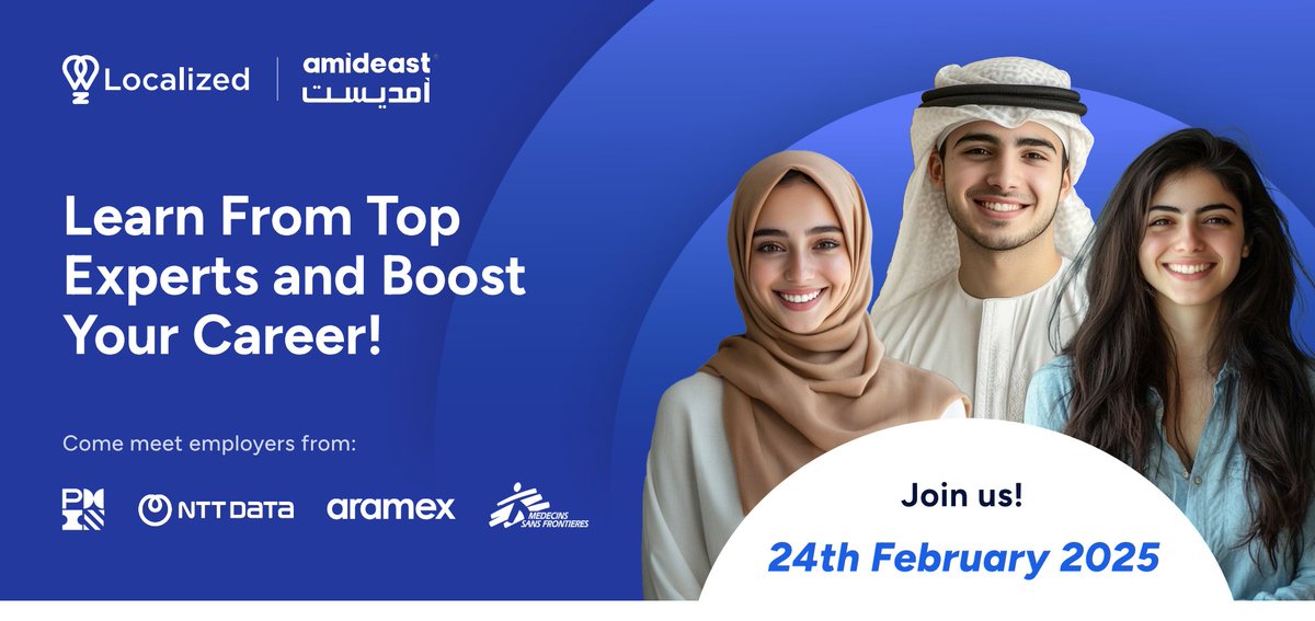 انضموا إلينا في المعرض الافتراضي للتوظيف يوم 24 فبراير 2025 عبر Localized!

✅ تواصل مع أرامكس، NTT Data، أطباء بلا حدود، ومعهد إدارة المشاريع
✅ تعلم مهارات المستقبل وتعرّف على اتجاهات التوظيف
🔗 سجل الآن: localized.world/conference/inv…