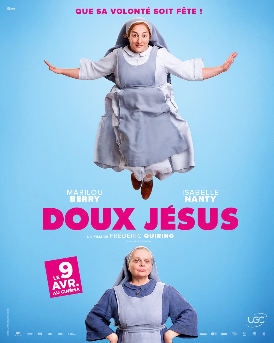 Après 20 ans dans un couvent… la liberté ne fait que commencer ! 🙏

Découvrez l’affiche officielle de #DouxJesus, avec #MarilouBerry et #IsabelleNanty, la nouvelle comédie de <a href="/fredericquiring/">Frédéric Quiring</a>.
Le 9 avril au cinéma.