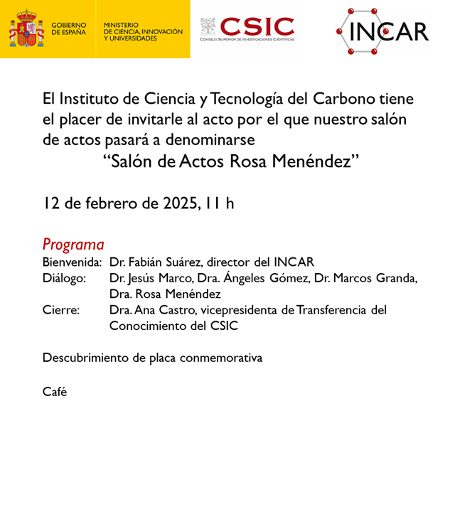 INCAR-CSIC (@incarcsic) on Twitter photo A partir de hoy nuestro salón de actos recibirá la denominación "Salón de Actos Rosa Menéndez" un justo reconocimiento a la figura de nuestra compañera, una investigadora y gestora de prestigio, que además cumple hoy años. <a href="/CSIC/">CSIC</a> <a href="/CSICprotocolo/">CSICprotocolo</a> <a href="/CMyC_CSIC/">Comisión Mujeres y Ciencia del CSIC</a> A partir de hoy nuestro salón de actos recibirá la denominación "Salón de Actos Rosa Menéndez" un justo reconocimiento a la figura de nuestra compañera, una investigadora y gestora de prestigio, que además cumple hoy años. <a href="/CSIC/">CSIC</a> <a href="/CSICprotocolo/">CSICprotocolo</a> <a href="/CMyC_CSIC/">Comisión Mujeres y Ciencia del CSIC</a>