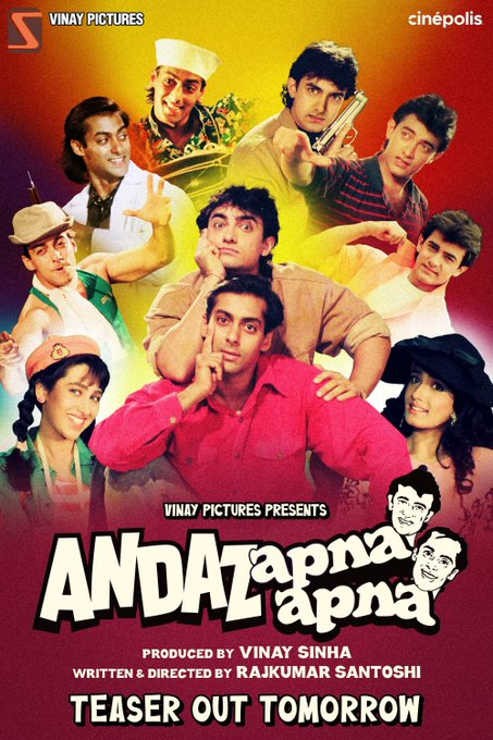 Neogibson's tweet image. Breaking news! 'Andaz Apna Apna' is back to steal your 2025 April Fools' Day! 😂 Get ready for Aamir Khan @aamir_khan
and Salman Khan @BeingSalmanKhan to bamboozle you in 4K glory with Dolby 5.1. Will you fall for Crime Master Gogo again? #AndazApnaApnaReRelease #CrimeMasterGogo