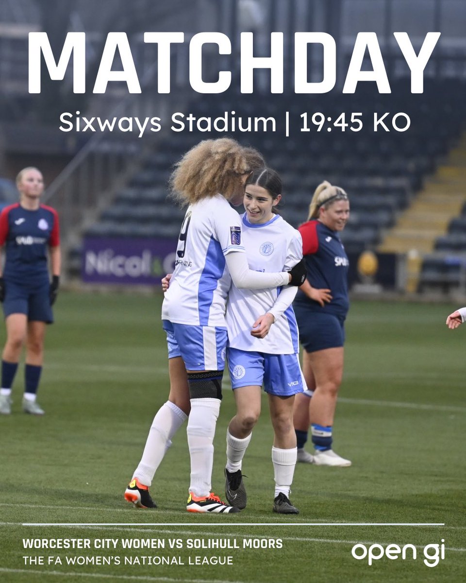 WCWomenFC's tweet photo. IT’S MATCHDAY!!!

🆚 @smwfcofficial 
⏰ 19:45 KO 
🏟️ Sixways Stadium, WR3 8ZE
🏆 @FAWNL Division One Midlands
🎟️ £6 for Adults, £4 for Concessions and £2 for Under 16s (Tickets can be bought at the gate)
🅿️ FREE Parking
🍴Refreshments Available 

#WCWFC #RISE #WorcestershireHour https://t.co/3nzXMGWkgx