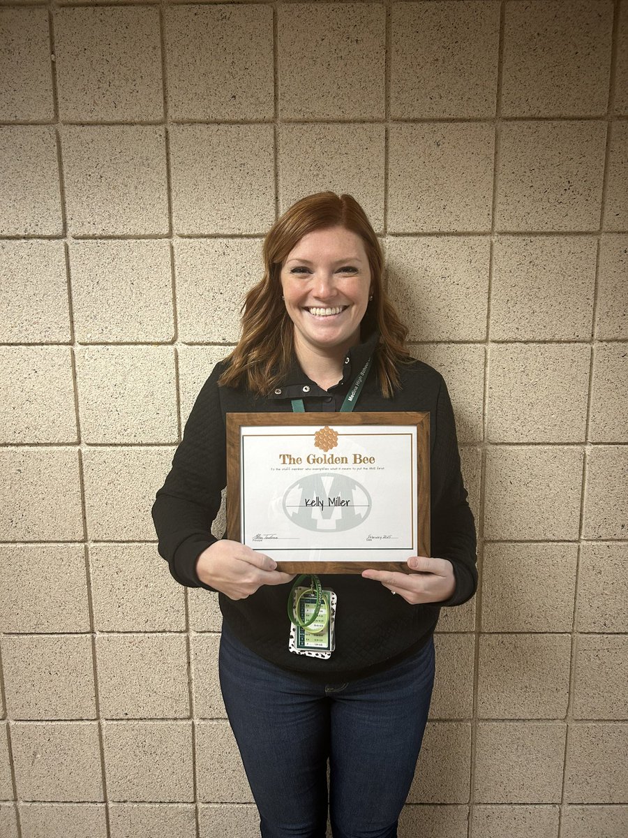Please help us congratulate our Golden Bee for the month, Mrs. Miller! We are lucky to call her a bee!