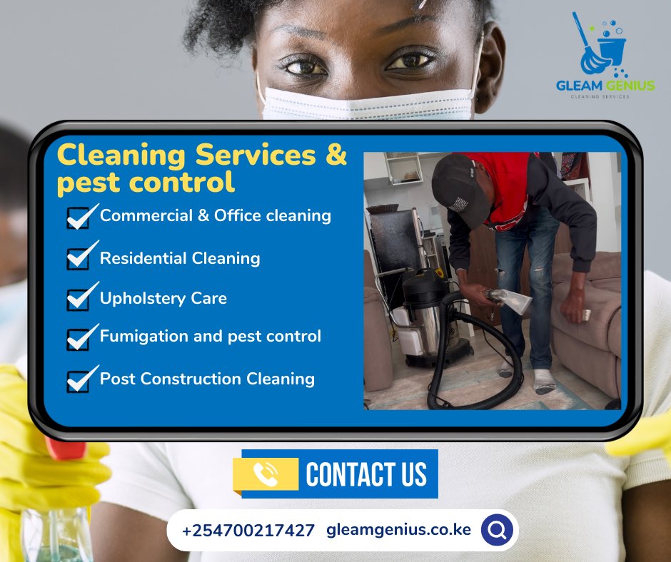 CleanersGleam's tweet photo. Allow us to come to you and leave your space cleaner than we found it. 🇰🇪

Nairobi, Thika, embakasi, utawala, imara, mirema, Ruaka, kinoo, limuru, mlolongo, kitengela, 

#Trump #SuperBowl #ChampionsTrophy2025 https://t.co/E6krQs6izK
