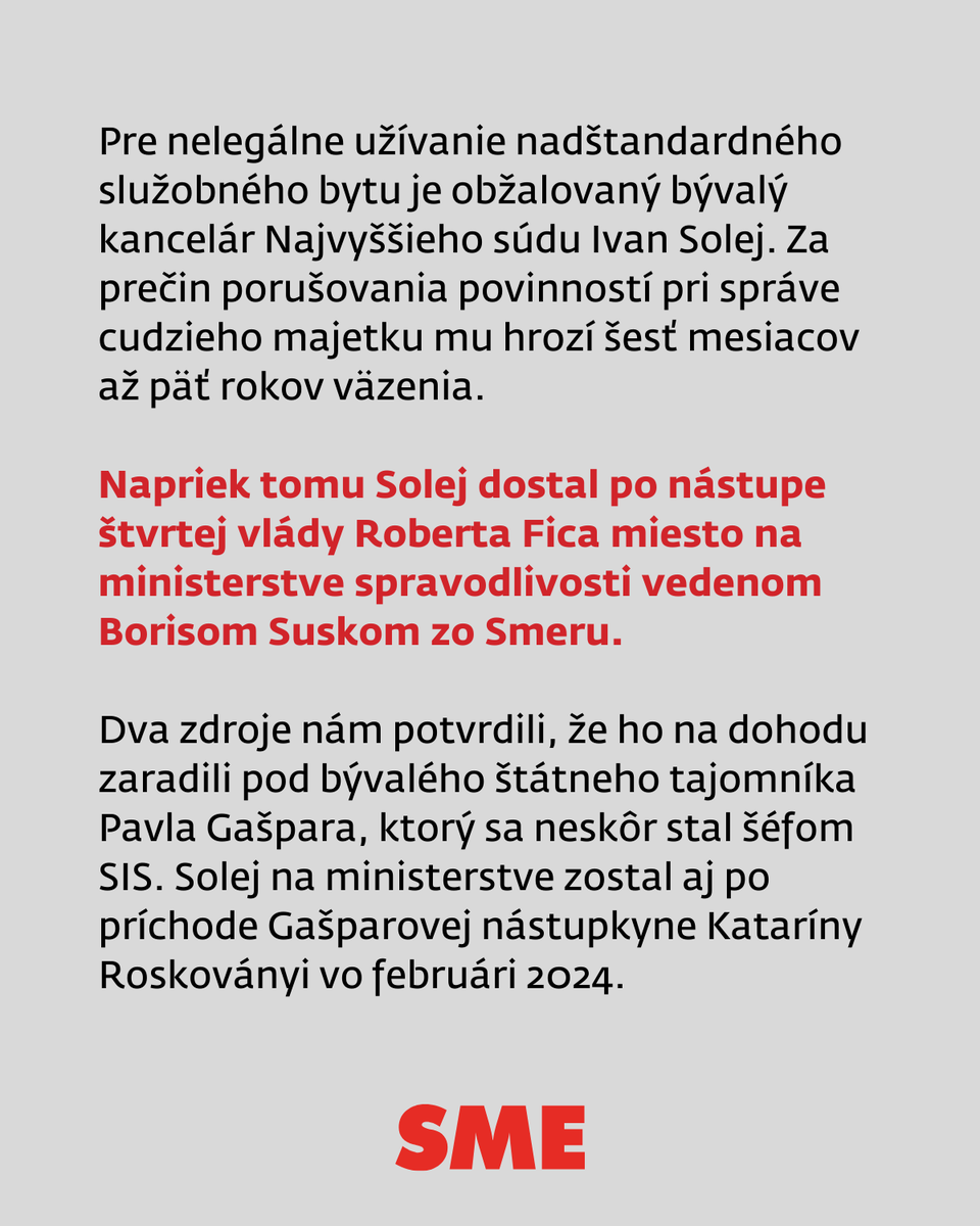 denniksme's tweet photo. Bývalý káder Smeru spojený s kauzami mal miesto u Suska, hoci je obžalovaný ⚠️
Firma Ivana Soleja zarába aj na pláne obnovy.
Čítajte viac: https://t.co/h9JY9I5APc
#smer #susko #solej https://t.co/U1E3gYyntU
