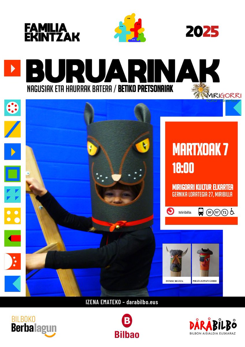 #FamiliaTailerrak #Buruarinak #Bilbo Nagusiak eta haurrak batera: Deustun, Santutxun eta Miribillan. Eman izena:  labur.eus/YMK2Y #darabilbo #BilbokoBerbalaguna #PraktikatuEtaBizi #euskaraZUzara
